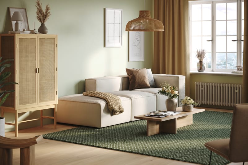 Cubo 3-sits Djup Modulsoffa + Fotpall i Tyg - Vit - Möbler - Soffa - 3 sits soffa