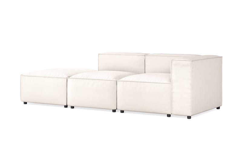 Cubo 3-sits Djup Modulsoffa + Fotpall i Tyg - Vit - Möbler - Soffa - 3 sits soffa