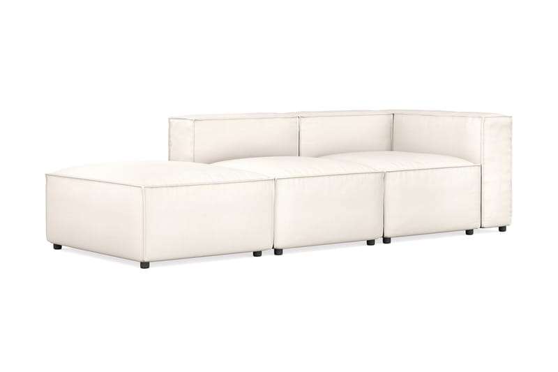 Cubo 3-sits Djup Modulsoffa + Fotpall i Tyg - Vit - Möbler - Soffa - 3 sits soffa