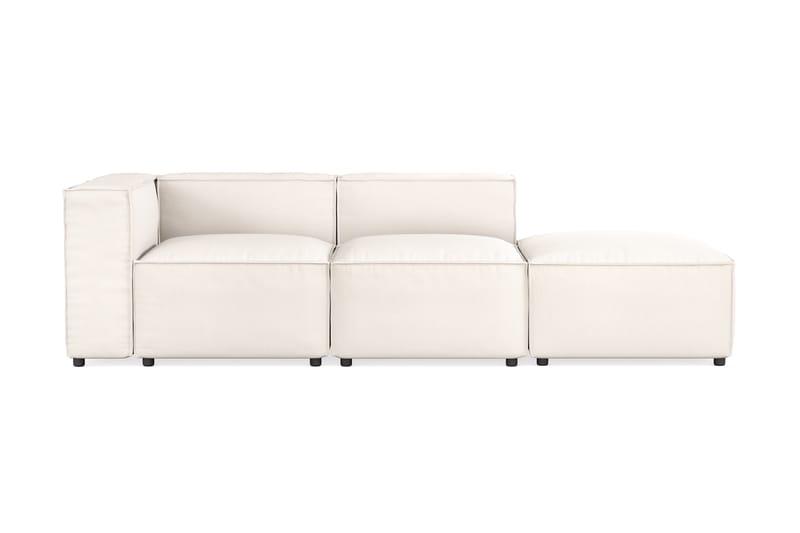 Cubo 3-sits Djup Modulsoffa + Fotpall i Tyg - Vit - Möbler - Soffa - 3 sits soffa