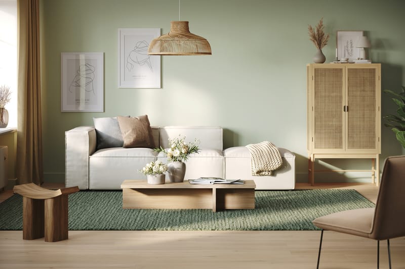 Cubo 3-sits Djup Modulsoffa + Fotpall i Tyg - Vit - Möbler - Soffa - 3 sits soffa