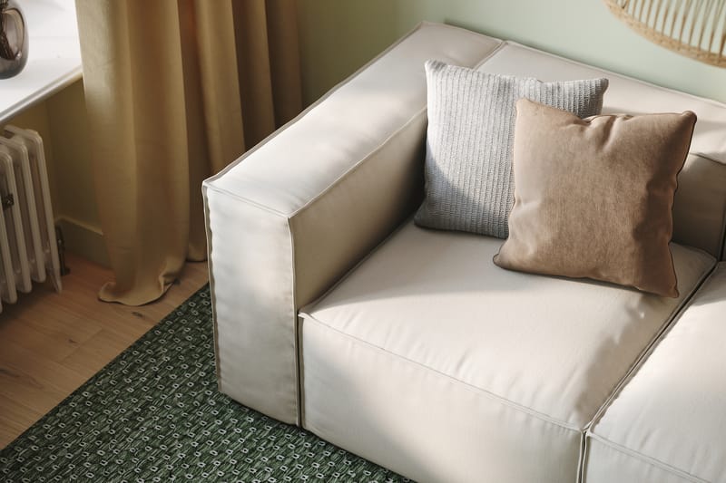 Cubo 3-sits Djup Modulsoffa + Fotpall i Tyg - Vit - Möbler - Soffa - 3 sits soffa