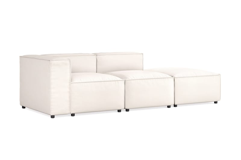 Cubo 3-sits Djup Modulsoffa + Fotpall i Tyg - Vit - Möbler - Soffa - 3 sits soffa