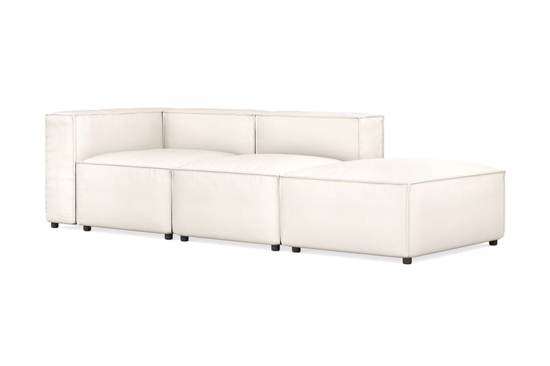 Cubo 3-sits Djup Modulsoffa + Fotpall i Tyg - Vit - Möbler - Soffa - 3 sits soffa