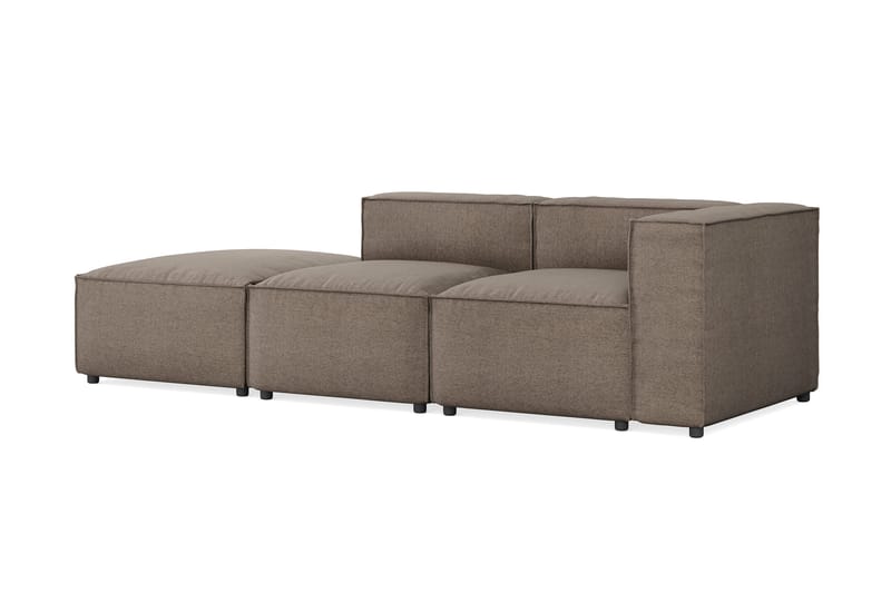 Cubo 3-sits Djup Modulsoffa + Fotpall i Tyg - Grå - Möbler - Soffa - Modulsoffor - Komplett modulsoffa