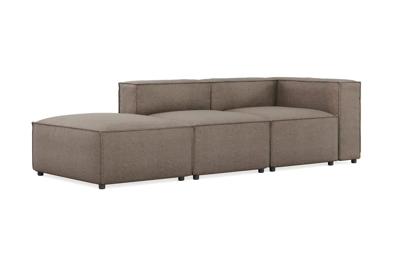 Cubo 3-sits Djup Modulsoffa + Fotpall i Tyg - Grå - Möbler - Soffa - Modulsoffor - Komplett modulsoffa