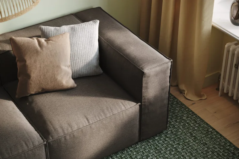 Cubo 3-sits Djup Modulsoffa + Fotpall i Tyg - Grå - Möbler - Soffa - Modulsoffor - Komplett modulsoffa