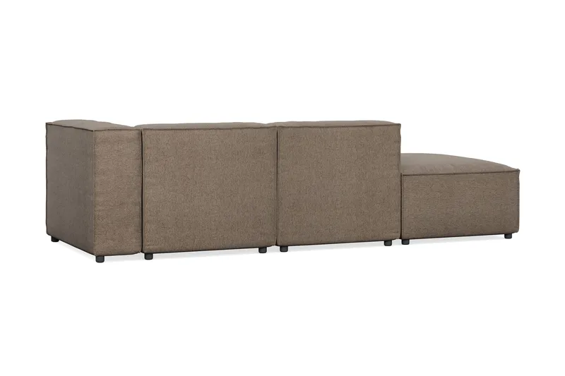 Cubo 3-sits Djup Modulsoffa + Fotpall i Tyg - Grå - Möbler - Soffa - Modulsoffor - Komplett modulsoffa