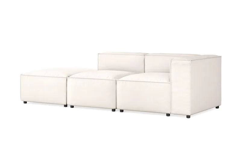 Cubo 3-sits Djup Modulsoffa + Fotpall i Tyg - Vit - Möbler - Soffa - Modulsoffor - Komplett modulsoffa