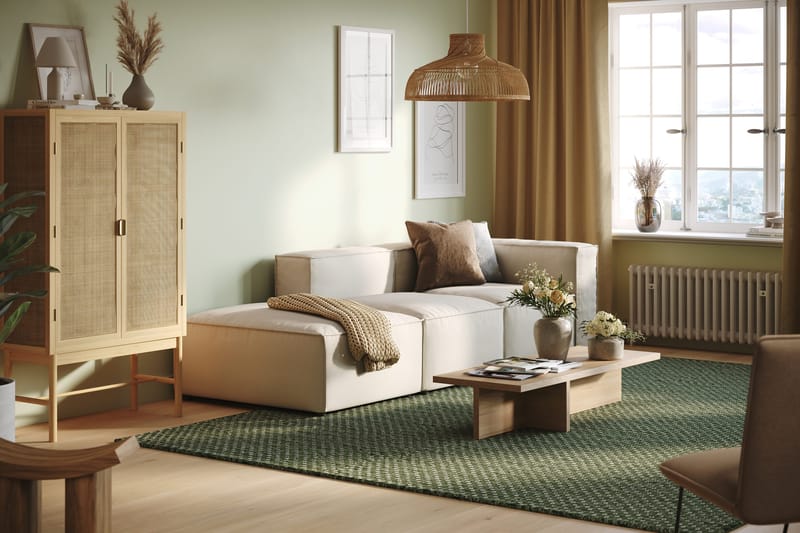 Cubo 3-sits Djup Modulsoffa + Fotpall i Tyg - Vit - Möbler - Soffa - Modulsoffor - Komplett modulsoffa