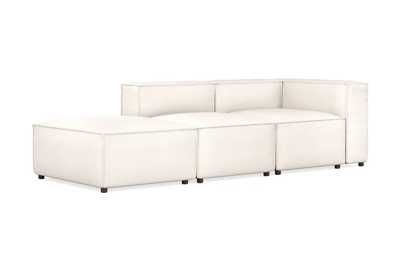 Cubo 3-sits Djup Modulsoffa + Fotpall i Tyg - Vit - Möbler - Soffa - Modulsoffor - Komplett modulsoffa