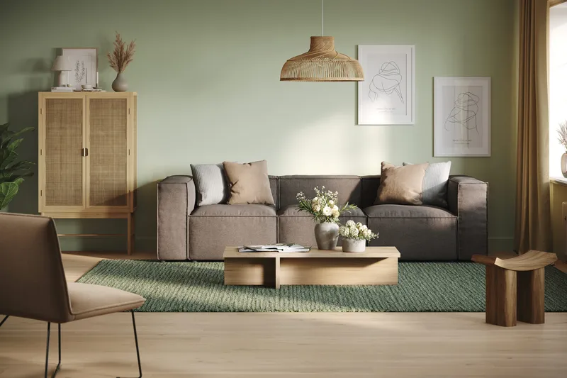 Cubo 4-sits Djup Modulsoffa i Tyg - Grå - Möbler - Soffa - 3 sits soffa