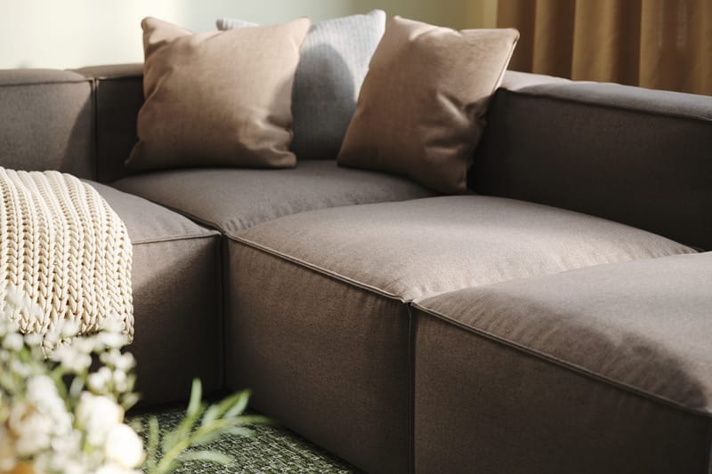 Cubo 5-sits L-formad Djup Modulhörnsoffa i Tyg - Grå - Möbler - Soffa - Hörnsoffa