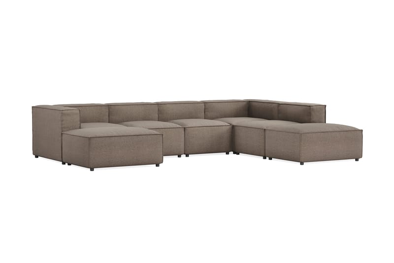 Cubo 5-sits U-formad Djup Modulsoffa Med Divan och Schäslong i Sammet - Grå - Möbler - Soffa - U-soffa