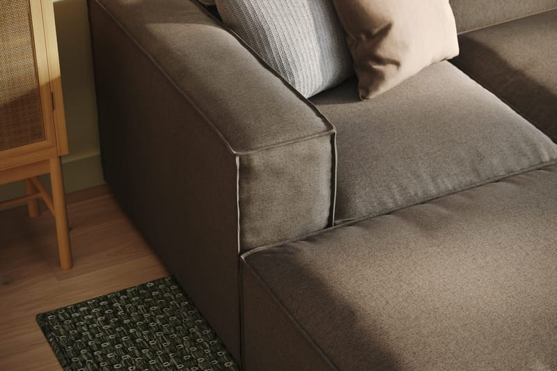 Cubo 5-sits U-formad Djup Modulsoffa Med Divan och Schäslong i Sammet - Grå - Möbler - Soffa - U-soffa