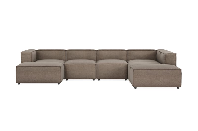 Cubo 5-sits U-formad Djup Modulsoffa Med Divan och Schäslong i Sammet - Grå - Möbler - Soffa - U-soffa