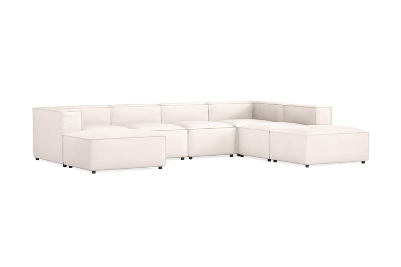 Cubo 5-sits U-formad Djup Modulsoffa Med Divan och Schäslong i Sammet - Vit - Möbler - Soffa - U-soffa