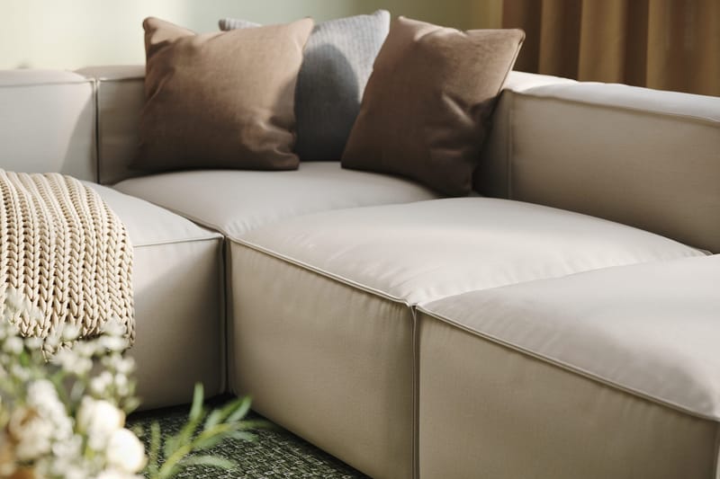 Cubo 5-sits U-formad Djup Modulsoffa Med Divan och Schäslong i Sammet - Vit - Möbler - Soffa - U-soffa