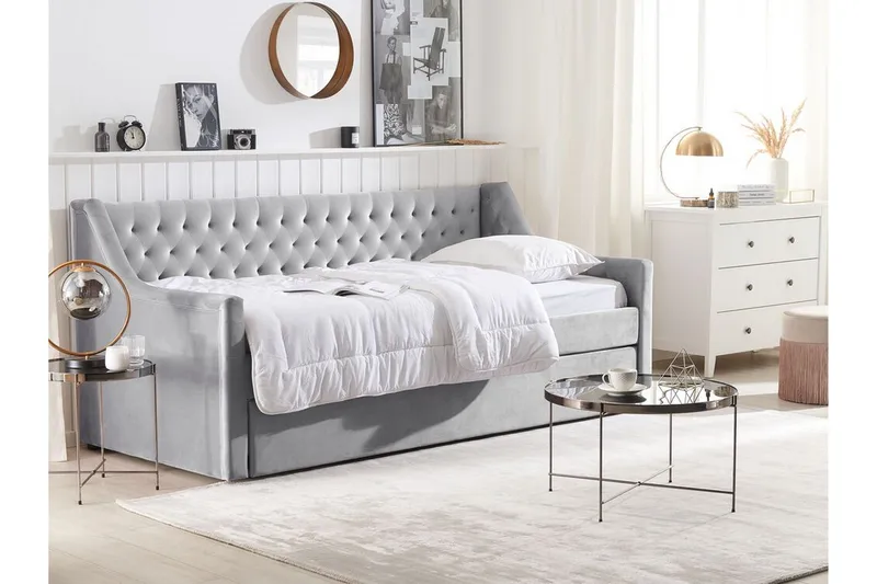 Dagbädd 90 x 200 cm sammet grå MONTARGIS - Grå - Möbler - Soffa - Dagbäddar