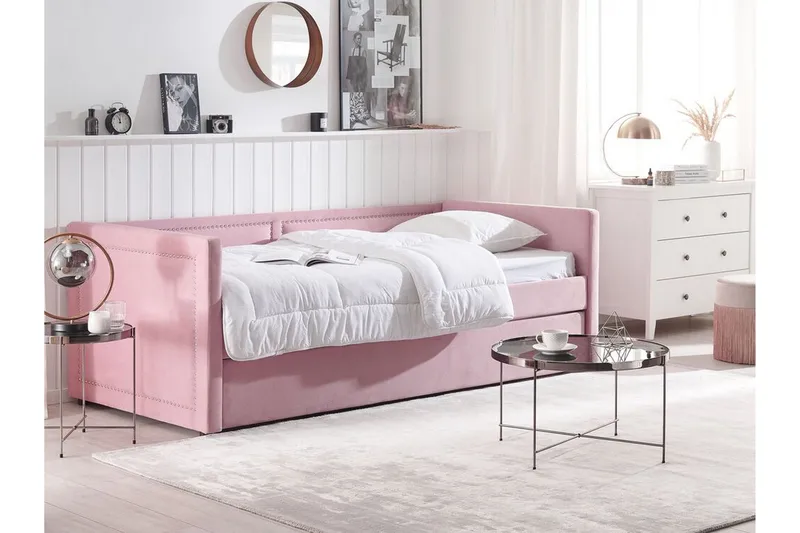 Dagbädd 90 x 200 cm sammet rosa MIMIZAN - Rosa - Möbler - Soffa - Dagbäddar