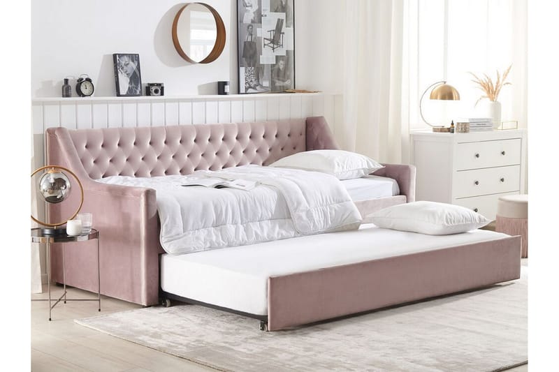 Dagbädd 90 x 200 cm sammet rosa MONTARGIS - Rosa - Möbler - Soffa - Dagbäddar