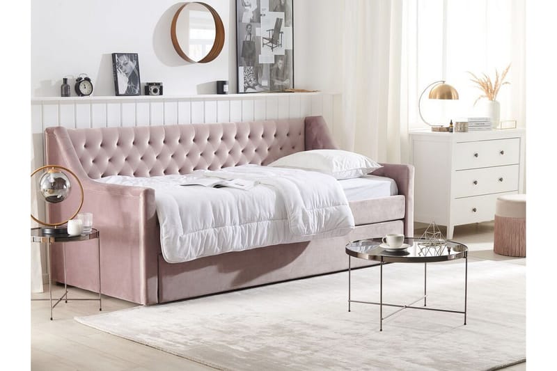 Dagbädd 90 x 200 cm sammet rosa MONTARGIS - Rosa - Möbler - Soffa - Dagbäddar