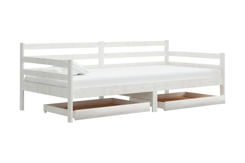 Dagbädd med lådor 90x200 cm vit massiv furu - Vit - Möbler - Soffa - Dagbäddar