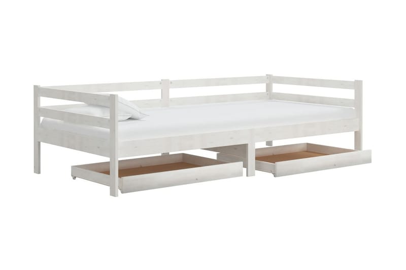 Dagbädd med lådor 90x200 cm vit massiv furu - Vit - Möbler - Soffa - Dagbäddar