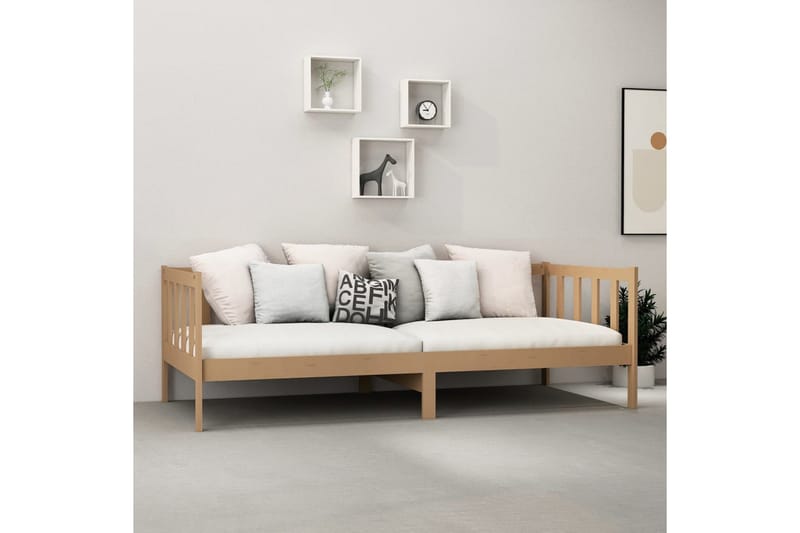 Dagbädd med madrass 90x200 cm honungsbrun massiv furu - Honungsbrun - Möbler - Soffa - Dagbäddar