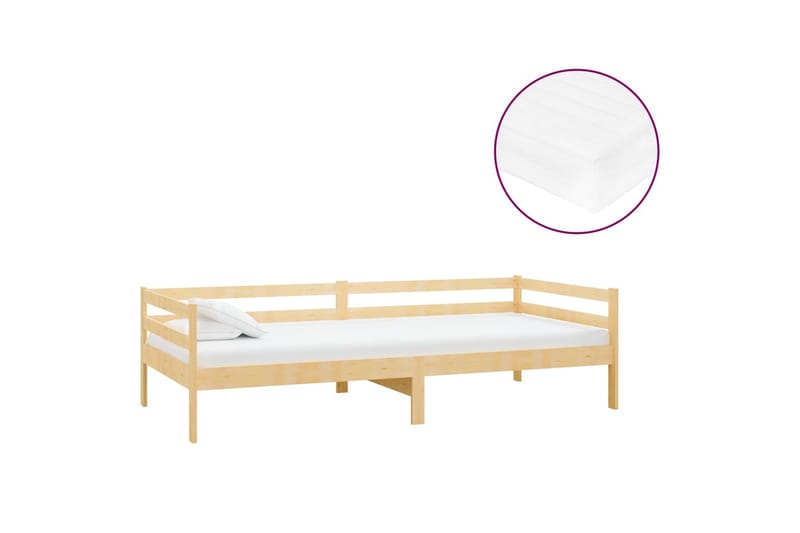 Dagbädd med madrass 90x200 cm massiv furu - Vit - Möbler - Soffa - Dagbäddar