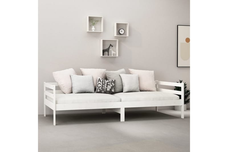 Dagbädd med madrass 90x200 cm vit massiv furu - Vit - Möbler - Soffa - Dagbäddar