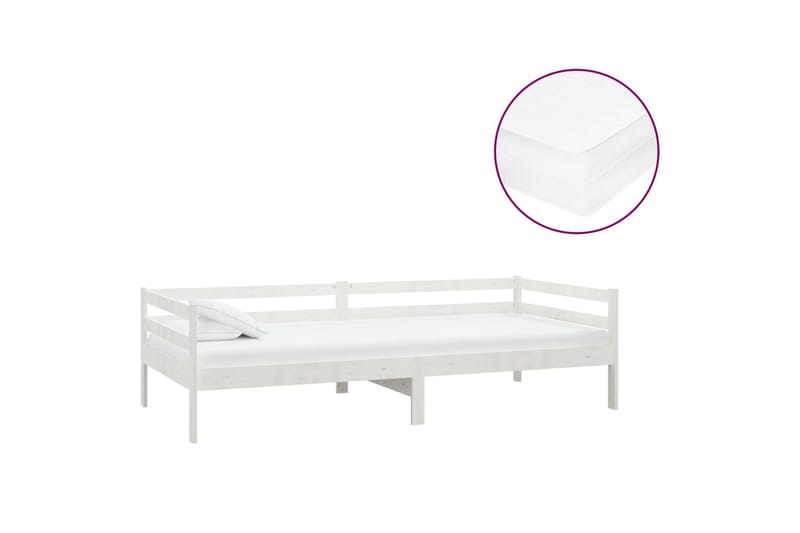 Dagbädd med madrass 90x200 cm vit massiv furu - Vit - Möbler - Soffa - Dagbäddar