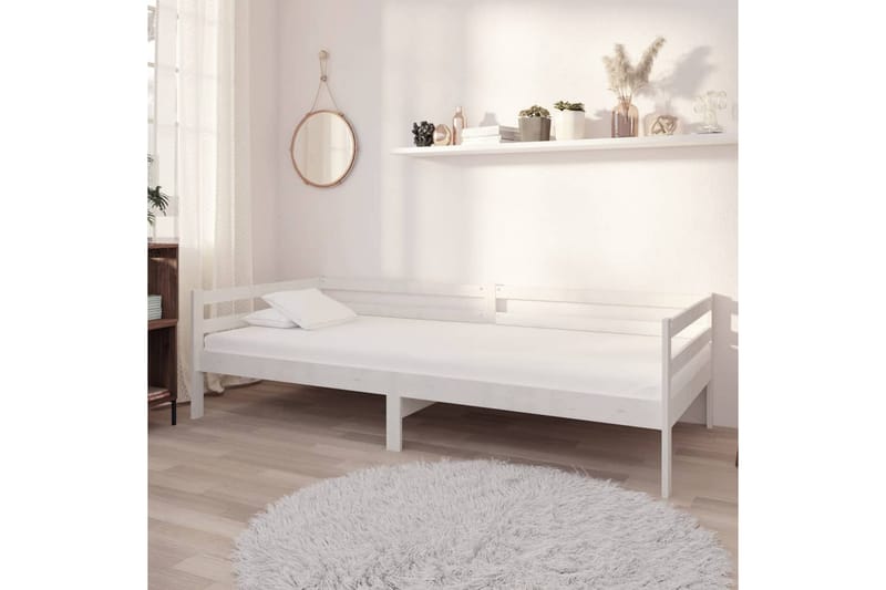 Dagbädd med madrass 90x200 cm vit massiv furu - Vit - Möbler - Soffa - Dagbäddar