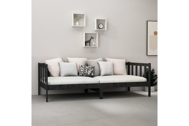 Dagbädd svart massiv furu 90x200 cm - Svart - Möbler - Soffa - Dagbäddar