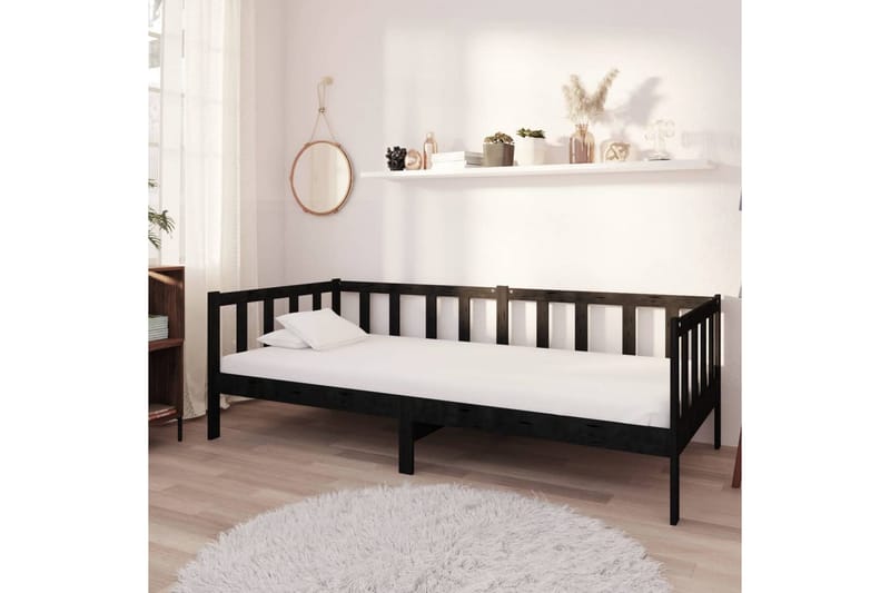 Dagbädd svart massiv furu 90x200 cm - Svart - Möbler - Soffa - Dagbäddar