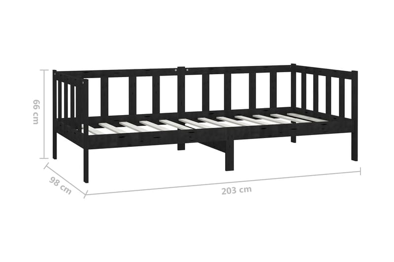 Dagbädd svart massiv furu 90x200 cm - Svart - Möbler - Soffa - Dagbäddar