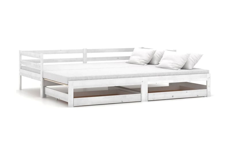 Dagbädd utdragbar 2x(90x200) cm vit massiv furu - Vit - Möbler - Soffa - Dagbäddar