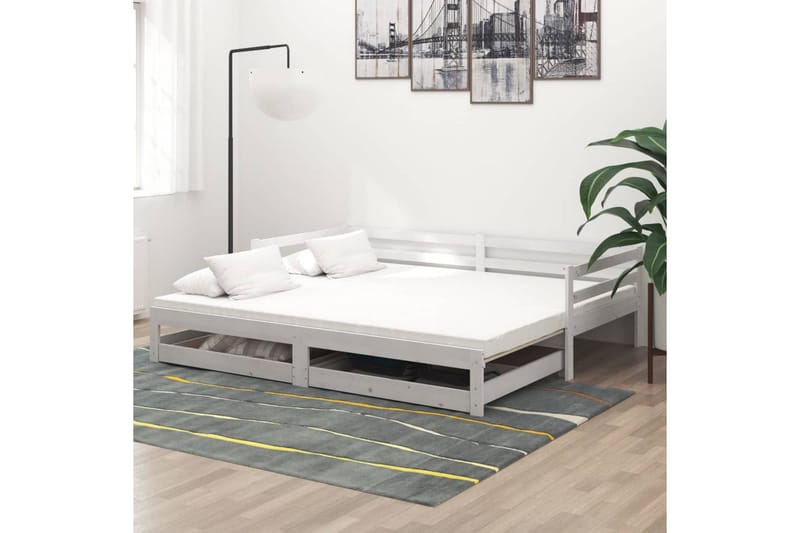 Dagbädd utdragbar 2x(90x200) cm vit massiv furu - Vit - Möbler - Soffa - Dagbäddar