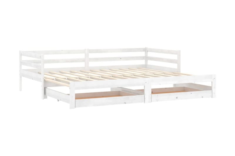Dagbädd utdragbar 2x(90x200) cm vit massiv furu - Vit - Möbler - Soffa - Dagbäddar