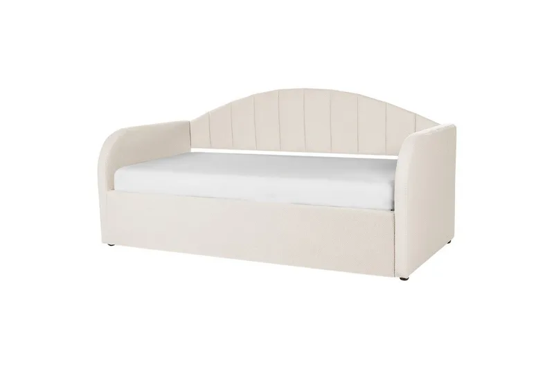 Dagbädd Eyburie med lamellram Beige, Bouclé - Beige, Bouclé - Möbler - Säng - Gästsäng & extrasäng - Utdragssäng