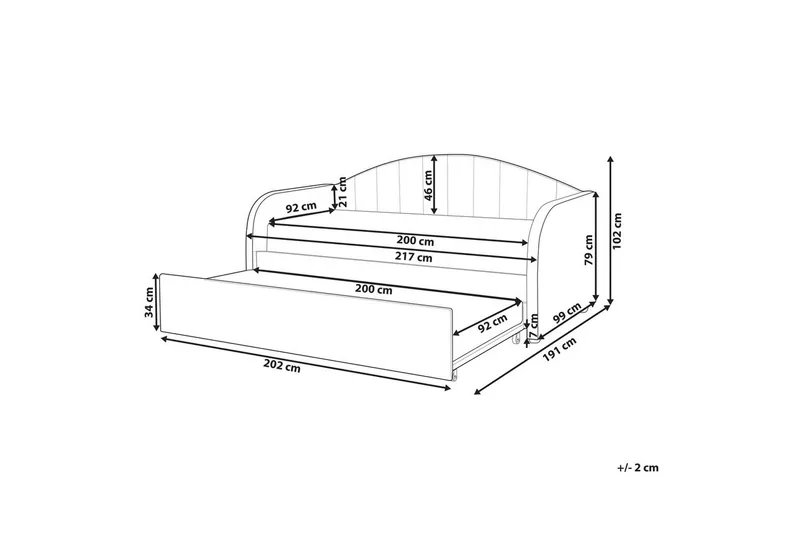 Dagbädd Eyburie med lamellram Blå, Sammet - Blå, Sammet - Möbler - Säng - Gästsäng & extrasäng - Utdragssäng