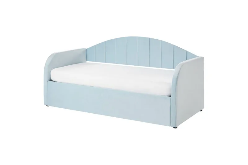 Dagbädd Eyburie med lamellram Blå, Sammet - Blå, Sammet - Möbler - Säng - Gästsäng & extrasäng - Utdragssäng