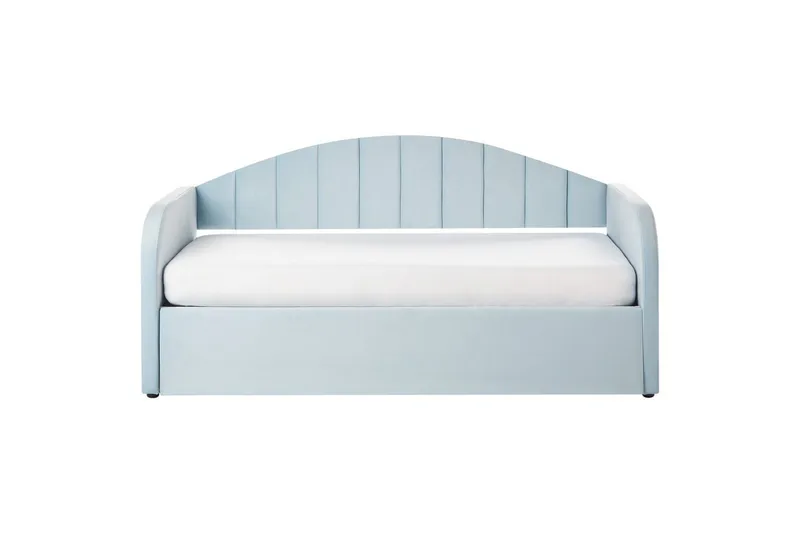 Dagbädd Eyburie med lamellram Blå, Sammet - Blå, Sammet - Möbler - Säng - Gästsäng & extrasäng - Utdragssäng