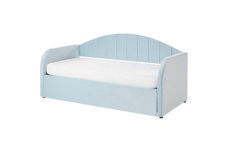 Dagbädd Eyburie med lamellram Blå, Sammet - Blå, Sammet - Möbler - Soffa - Dagbäddar