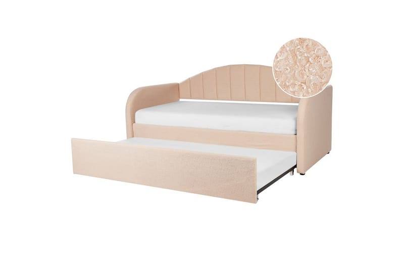 Dagbädd Eyburie med lamellram Rosa, Bouclé - Rosa, Bouclé - Möbler - Soffa - Dagbäddar