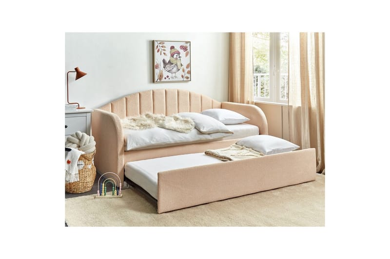 Dagbädd Eyburie med lamellram Rosa, Bouclé - Rosa, Bouclé - Möbler - Soffa - Dagbäddar