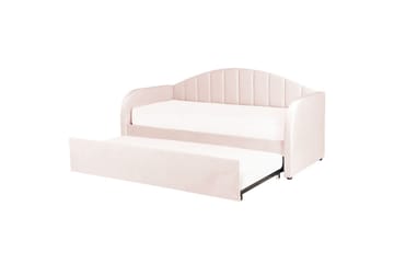 Dagbädd Eyburie med lamellram Rosa, Sammet