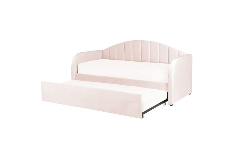 Dagbädd Eyburie med lamellram Rosa, Sammet - Rosa, Sammet - Möbler - Soffa - Dagbäddar