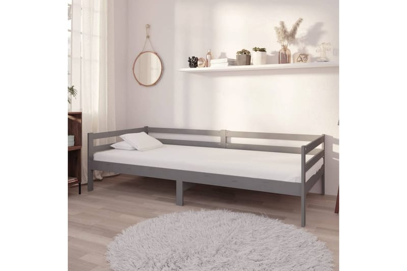 Dagbädd med madrass 90x200 cm grå massiv furu - Grå - Möbler - Soffa - Dagbäddar