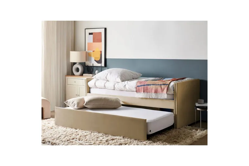 Dagbädd Troyes med lamellram Beige - Beige - Möbler - Säng - Gästsäng & extrasäng - Utdragssäng